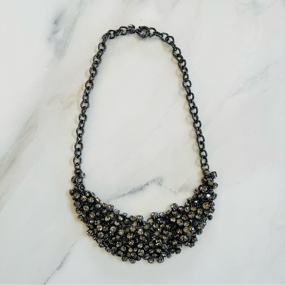 💚 NWOT💚 J.CREW Ruthenium Rhinestone Bob Necklace